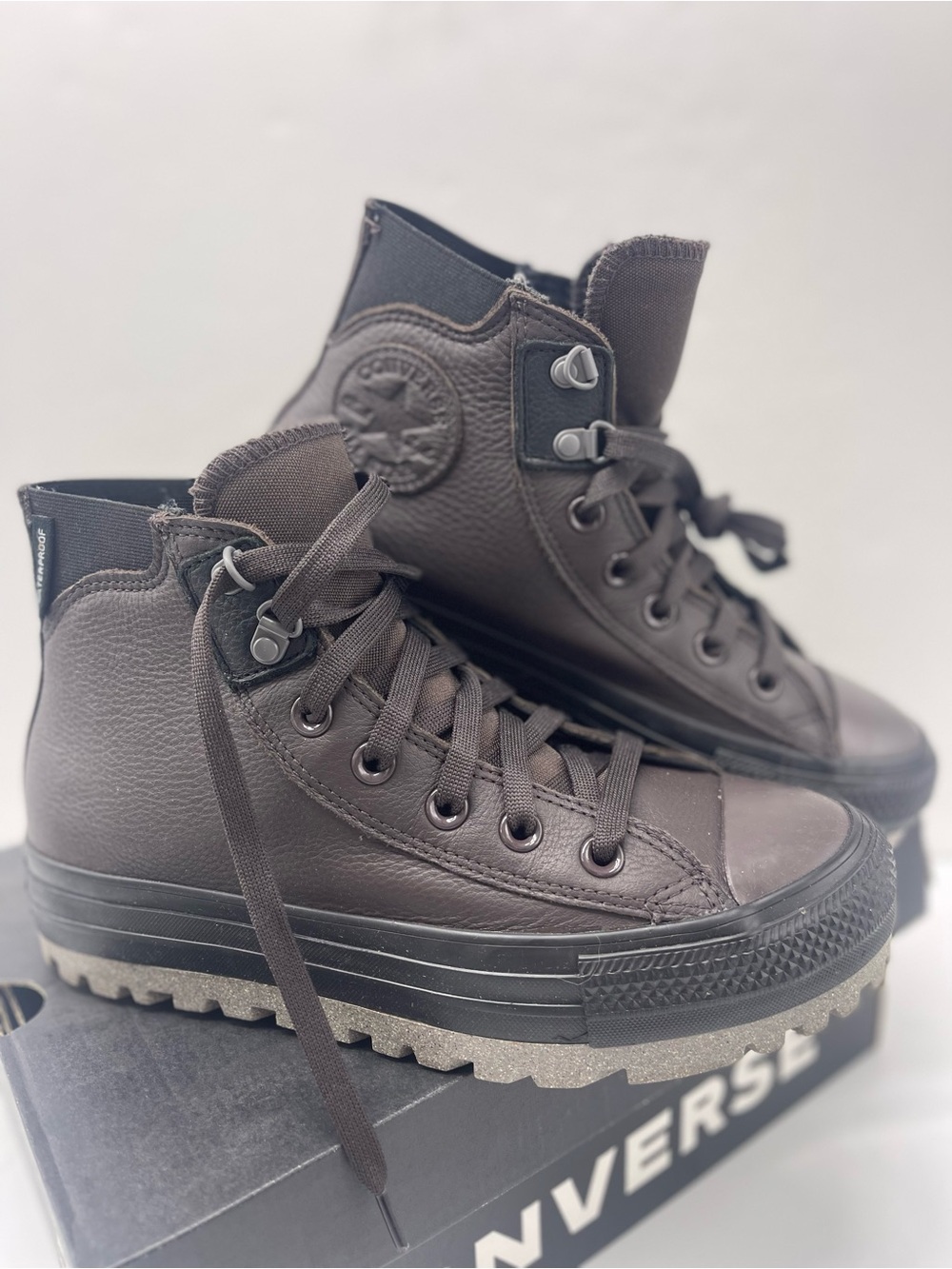 Converse WMNS CTAS CITY TREK WP HI COFFEE NUT/BLACK/SHARKSKIN Boots Cold Weather - Picture 7 of 15